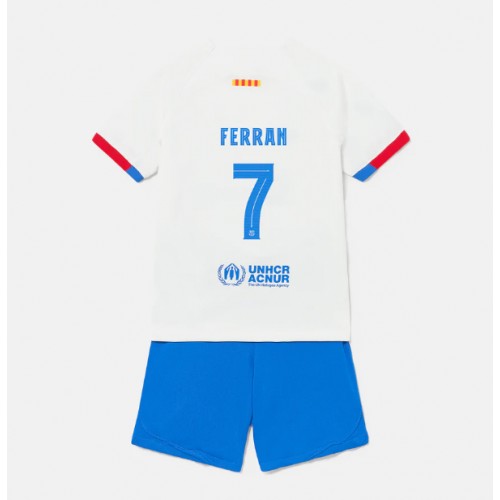 Dětský Fotbalový dres Barcelona Ferran Torres #7 2023-24 Venkovní Krátký Rukáv (+ trenýrky)